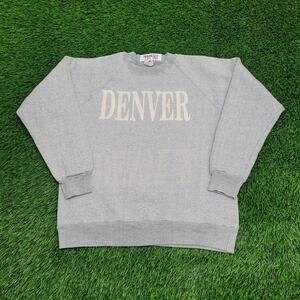Vintage Denver Sweatshirt Womens Large 21x24 Raglan Gray